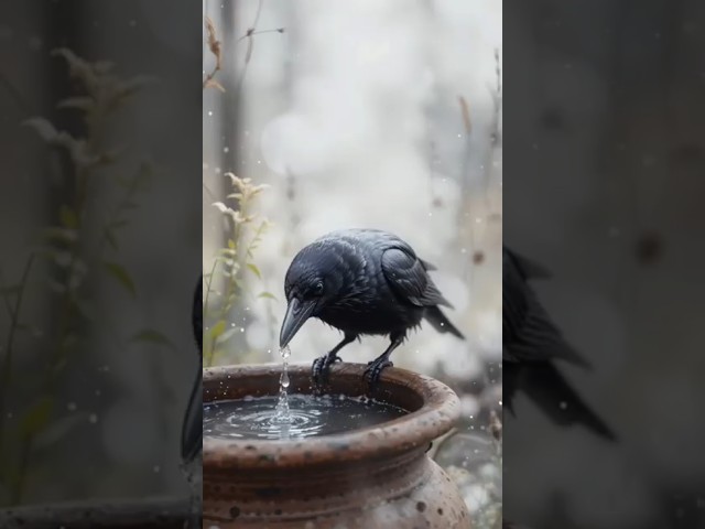 THIRSTY CROW || Clever crow || pyasa chalank koua #viral #story  #cuteanimals #ai #ytshorts