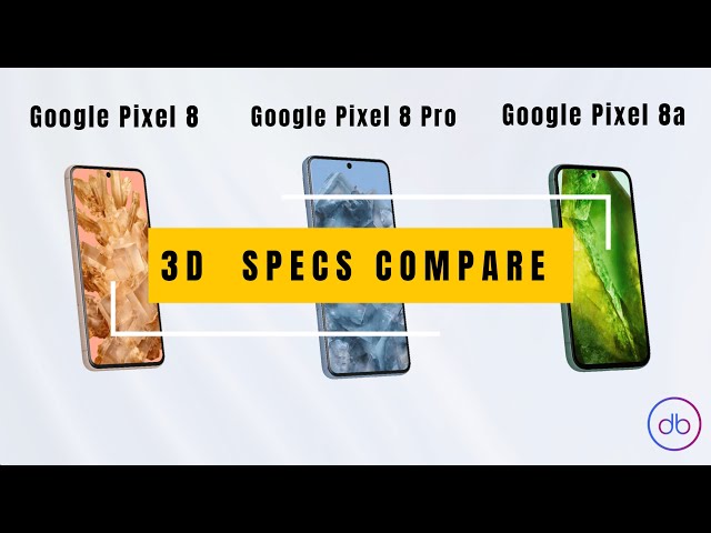 Google Pixel 8 vs Google Pixel 8 Pro vs Google Pixel 8a  | Specs & 3D Comparison