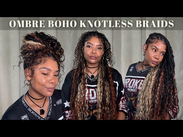 Spicy Ombre Human Hair Boho Knotless Braids PERFECT FOR VACATION Ft CurlsQueen Hair