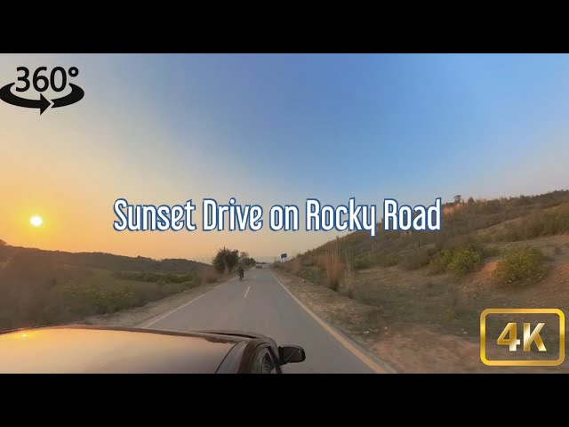 360° VR Drive Through a Rocky Savanna at Sunset