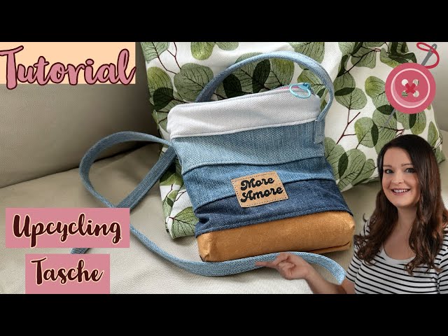 Nähanleitung Upcycling Tasche mit Reißverschluss / einfache Tasche nähen