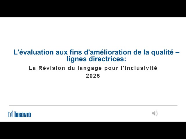 L’évaluation aux fins d'amélioration de la qualité – lignes directrices