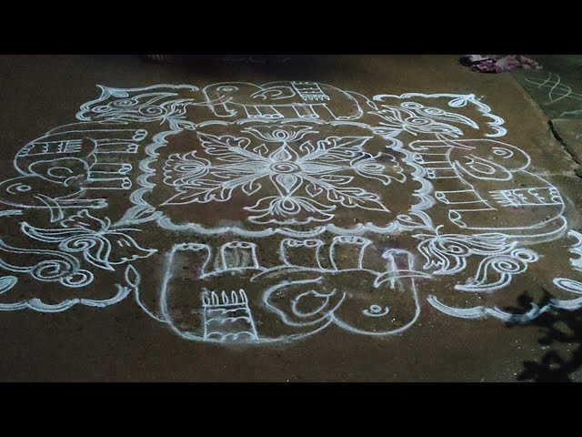 🐘elephant rangoli 🐘 #muggulu#rangoli#viralvideo#minivlog#village#godavari#kolam#sankranthi#like