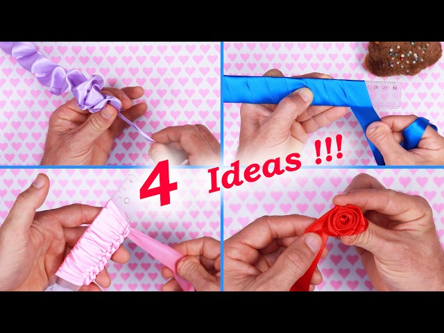 4 IDEAS - como hacer FLORES DE LISTON (faciles y rapidas) 🌸 Gustavo gg