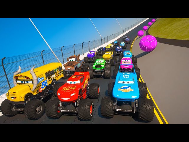 Race Cars Daytona Monster Trucks - McQueen Monster Truck Mater Miss Fritter The King & Friends