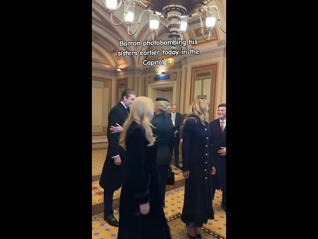 Barron Trump photobombing his siblings at the Capitol earlier this week. 😂 #trump #fyp