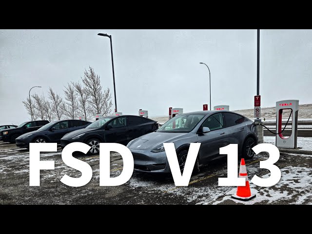 Tesla FSD 13 Still Cannot Handle Canada's Snow | Hugging Road Shoulder