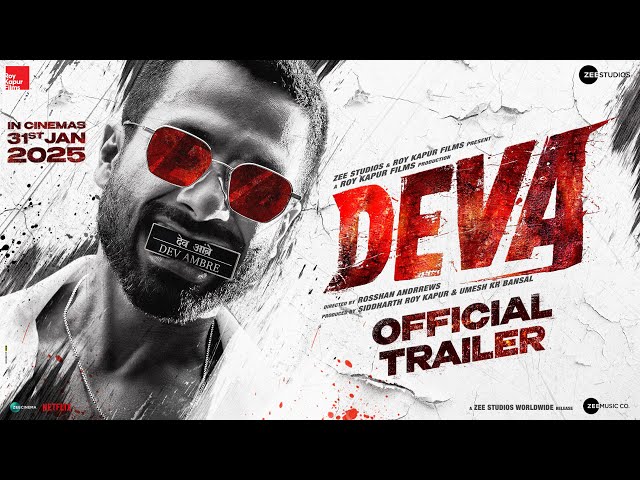 Deva | Official Trailer l Shahid Kapoor | Pooja Hegde | Rosshan Andrrews | In Cinemas 31stJanuary