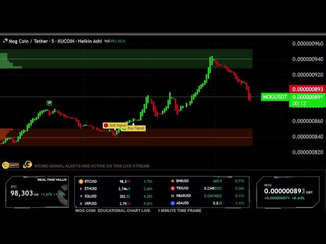 LIVE 🟠 MOG COIN TRADING EDUCATIONAL CHART #MOG