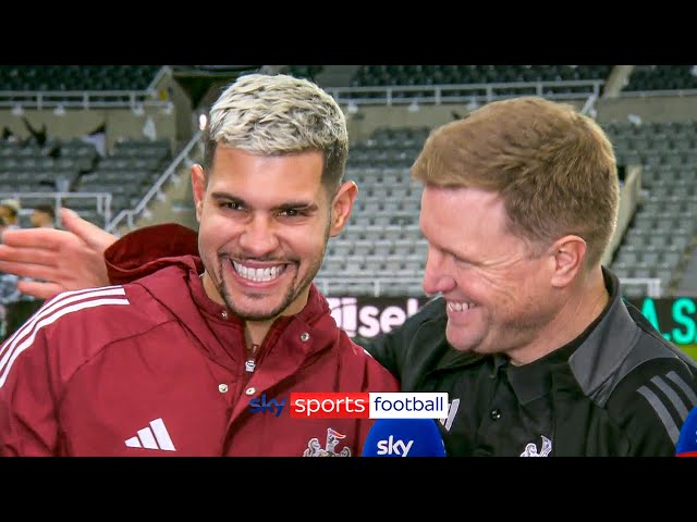 Bruno Guimarães and Eddie Howe WHOLESOME moment after Newcastle beat Arsenal to book Wembley spot!