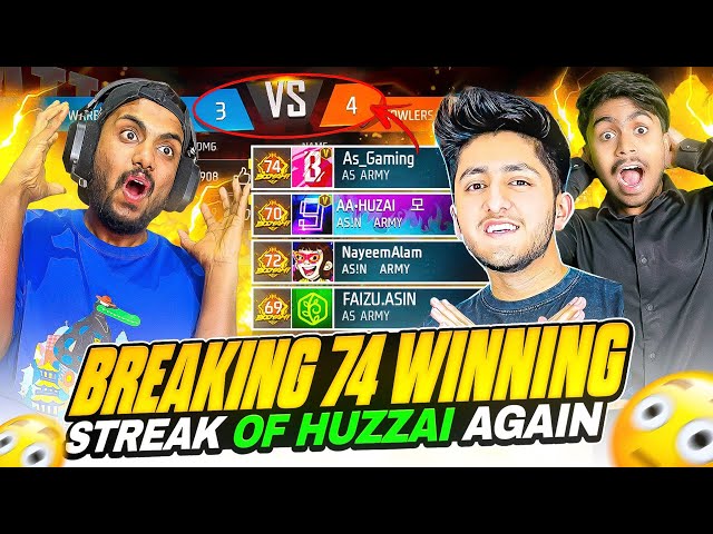 Big Youtuber Breaking 74 Winning Streak Of Huzzai Prank Gone Wrong 😱 - Garena Free Fire Max