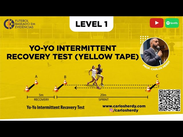 YOYO TESTE - RECOVERY NÍVEL 01 (20m+5m) - Yo Yo intermittent recovery test yellow tape level 1