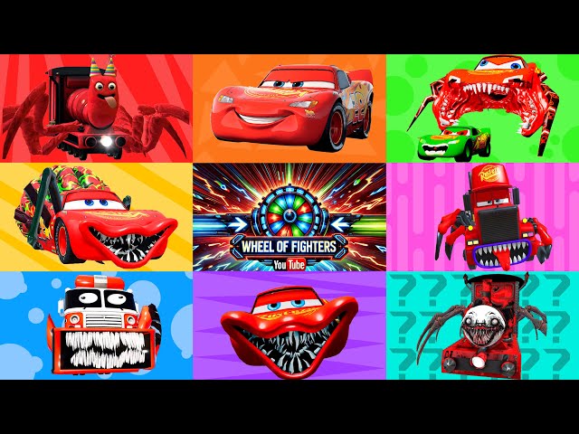 🔴🚗 Wheel of Monster Red 🚗🔴 McQueen Eater , Among Us , Coo Coo Carles , Fura Eater , McQueen Exe !!!