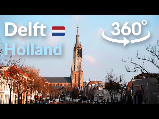 Old Dutch City VR Tour by Sunset - Relaxing Walk - VR 360° 5K Video Hike - Delft, The Netherlands