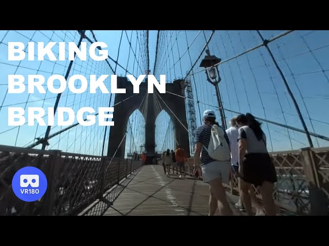 Biking Brooklyn Bridge: cyclists & pedestrians sharing a path in VR180 (3D Virtual Reality)