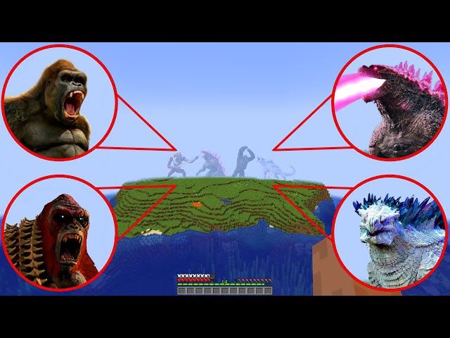 Godzilla vs King Kong vs Skar King vs Shimo in Minecraft