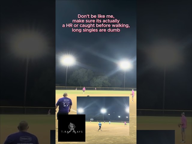 Run out the box, don't watch your hits #shorts  #slowpitchsoftball #mensslowpitchsoftball #slowpitch