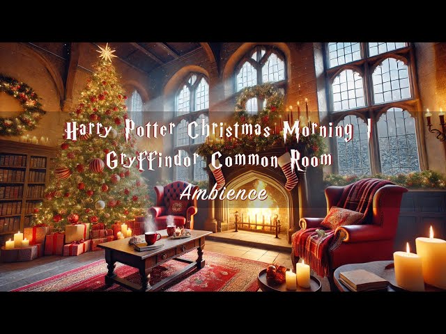 Harry Potter Christmas Morning | Gryffindor Common Room Ambience🎄🦁 📚✨