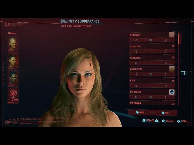 Cyberpunk 2077 Female Character Creation