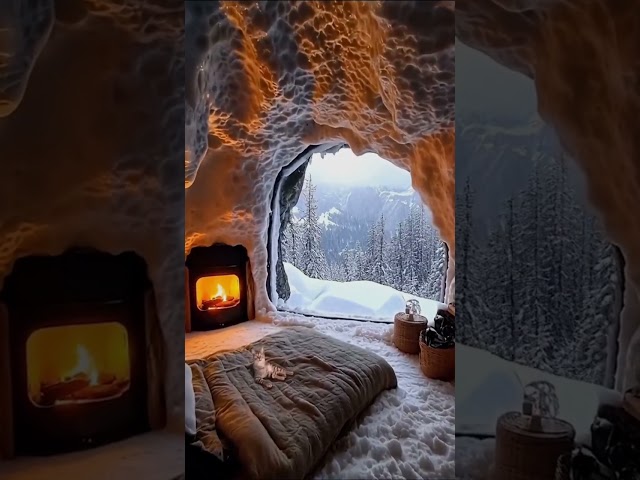 Snowy Cozy Cave Retreat #calmhaven #snow #falls #shorts