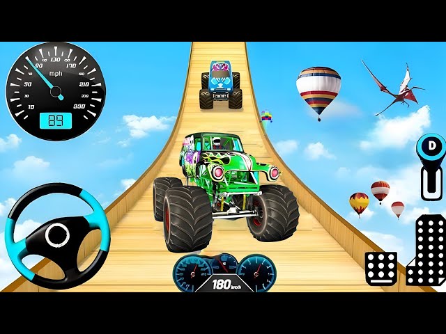 Monster Car Racing Games || Impossible Car Stunts Races - Android Gameplay