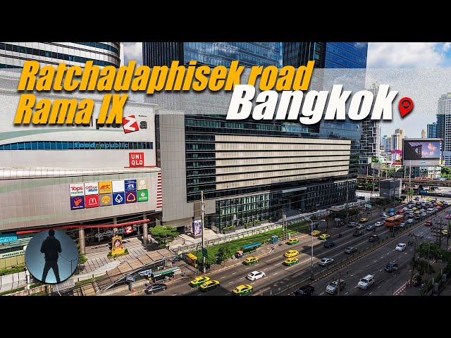 Bangkok walking, street view, ratchadaphisek road ,Rama9 Rd .Bangkok Thailand ASMR