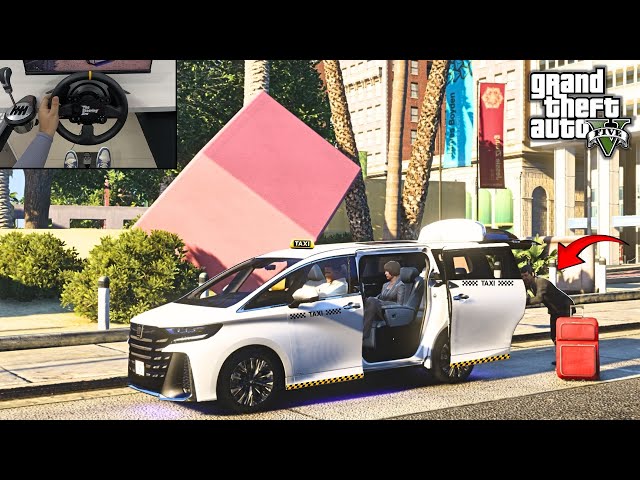 GTA 5 - Mini Bus Luxury Taxi Driving Job - Toyota Vellfire | Steering Wheel Gameplay