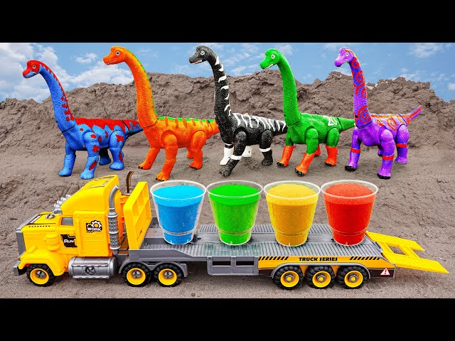 Dinosaurs long-necked rescue and assemble tractor truck, dinosasurs - Car Toy for kids