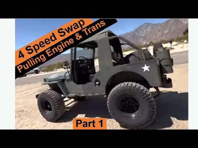 Baboy 4 speed swap part 1/ pulling engine and trans/ SM420/ Buick V6 225/ Flat Fender/ Willys Jeep