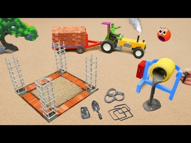 DIY Mini Tractor Cemented House Building Construction @SmallCreatorTV @sanocreator