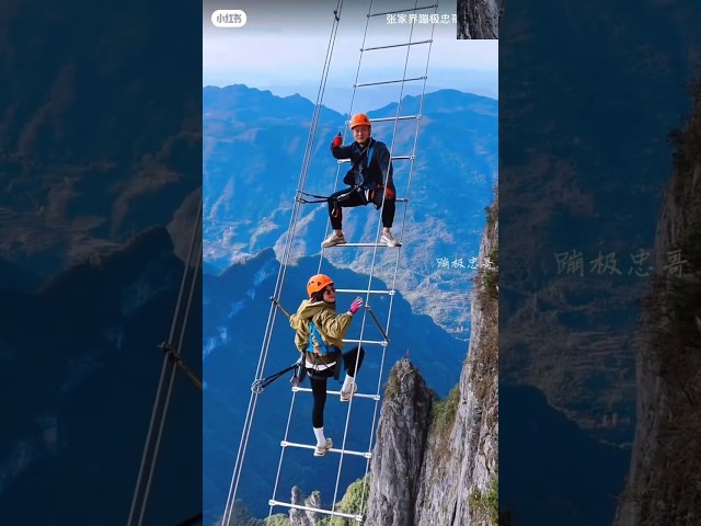 "Ladder to Heaven? This Couple Climbs the Breathtaking Mountain!" #shorts#viralvideo#trending#foryou