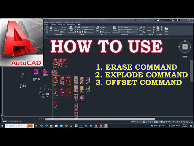 How To Use Erase , Explode And Offset Command | AutoCAD learning tips