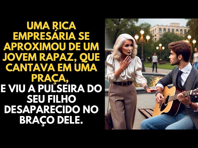 Uma rica empresária se aproximou de um jovem rapaz, que cantava em uma praça, e viu a pulseira...