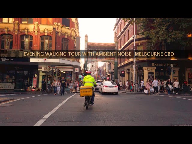 Melbourne CBD Walking Tour with Ambient Noise | Sunset Hour