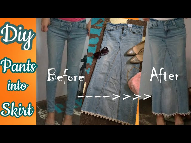 DIY How To Convert Your Jeans into Long Skirt Part 1| Crochet Bottom Edges