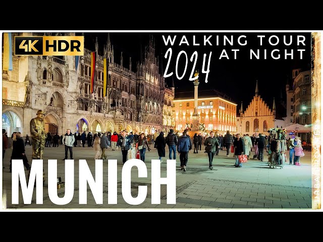 Munich, Germany in 4K HDR - Night Walking Tour in City Center during busy Weekend | iPhone 15 Pro