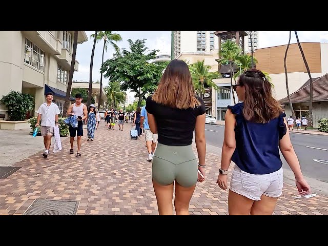 HAWAII PEOPLE 🌴 Walking Tour Main Street and WAIKIKI BEACH 🌺 2024 #oahu  #waikiki