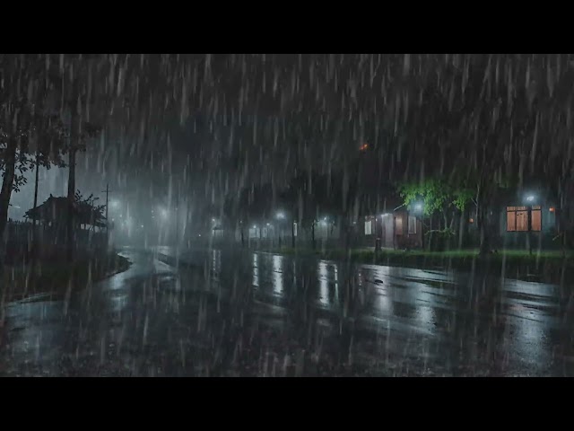 Heavy Rainstorm with Thunder at Night Perfect Sound for Deep Sleep and Relaxation