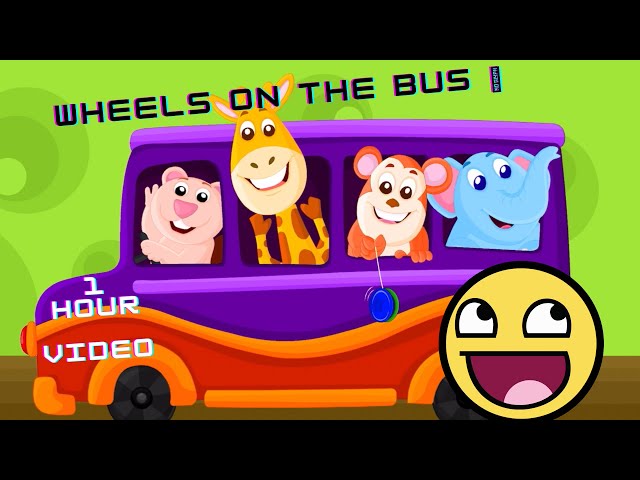 Wheels on the bus go round and round | 1 hour loop video | kids video | nursery rhymes