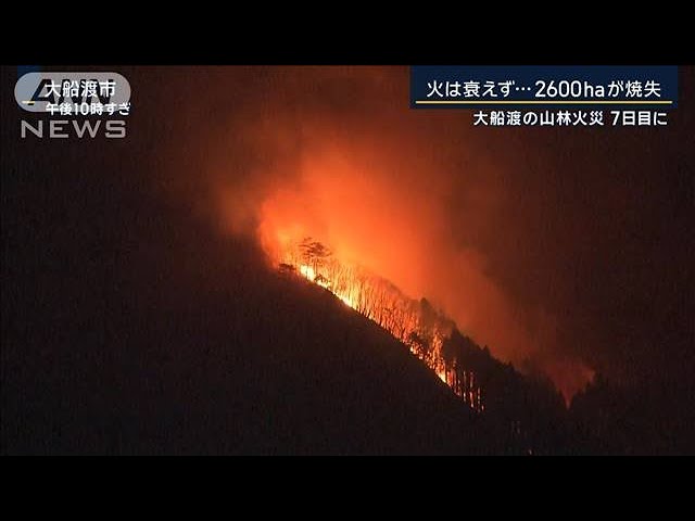 火は衰えず2600haが焼失…避難者は4100人超　大船渡・山林火災7日目に【報道ステーション】(2025年3月4日)