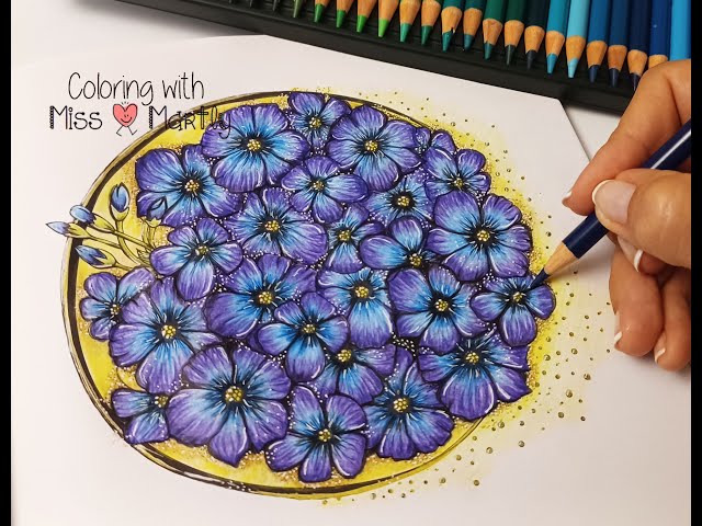 How to color Violets |  Mein Frühlings Spaziergang by Rita Berman with Polychromos