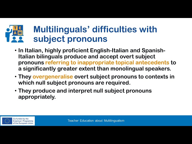 2.3.2 Development of null and overt subject pronouns in multilingual speakers