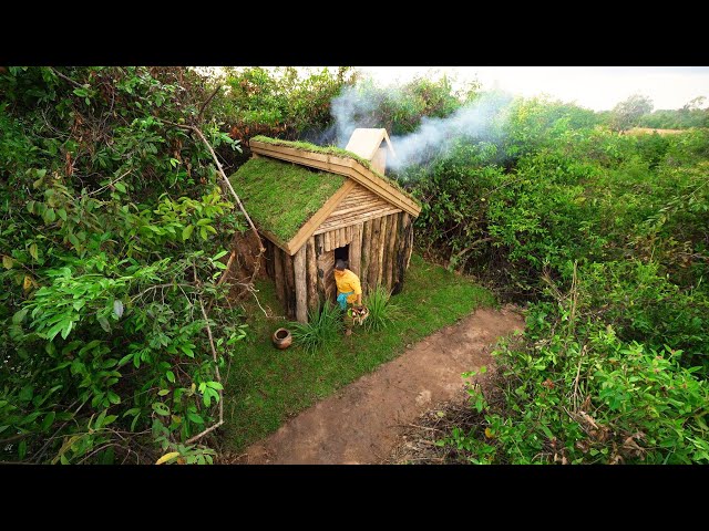 7 Days Alone: How This Survival Girl Built an Incredible Wooden House in Just 7 Days