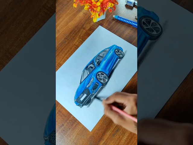 Realistic 3d Car Drawing #drawing #shorts #skatch