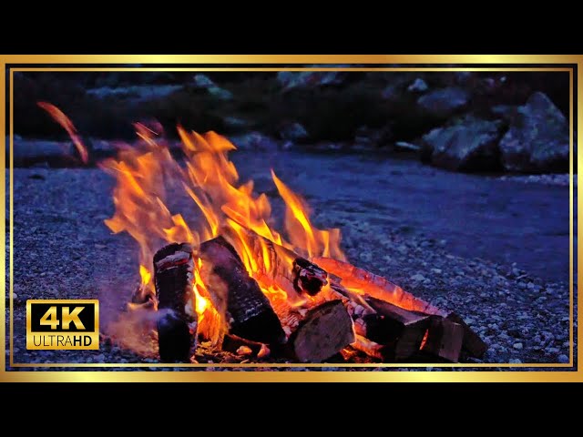 4K Campfire Ambience by Mountain River – Ultimate Nature Relaxation Sounds