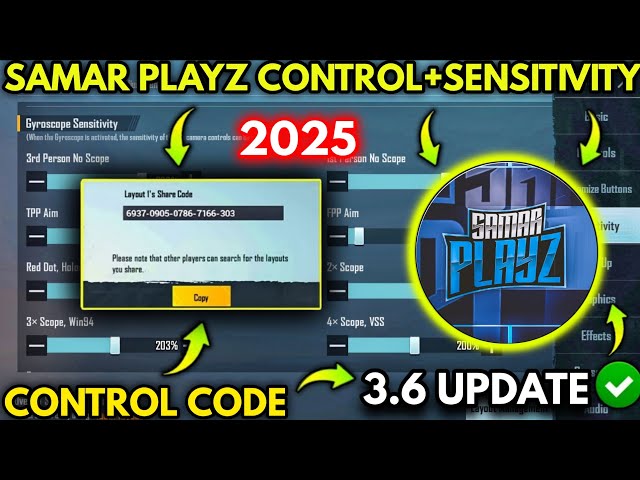 UPDATE 3.6 SAMAR PLAYZ SENSITIVITY 2025 (No Recoil) | PUBG MOBILE BEST SENSITIVITY 2025