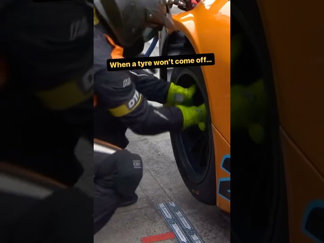 Unconventional way of removing a tyre 😄 Guess whatever works 🤷🏻‍♂️ | DTM 2024