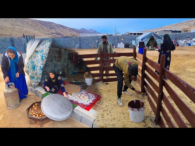 🏕️❄️Amir and Qadir Paint Their Wooden Animal Enclosure While Ajav and Mahin Bake Traditional Bread