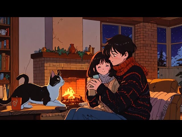 Cozy Lofi By Fireplace Winter❄️☃️🎄