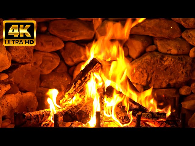 Warm Fireplace Burning for Relaxation | Fireplace Serenity 4K & Crackling Fire Sounds (No Music)